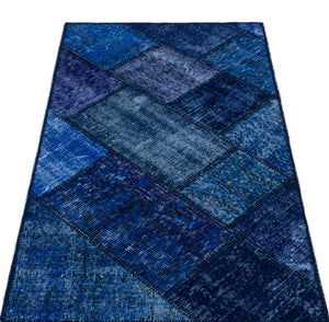 Apex Patchwork Carpet Blue 26004 80 x 150 cm