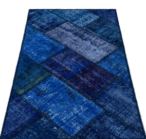 Apex Patchwork Carpet Blue 26024 80 x 150 cm