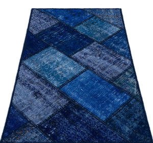 Apex Patchwork Carpet Blue 26048 80 x 150 cm