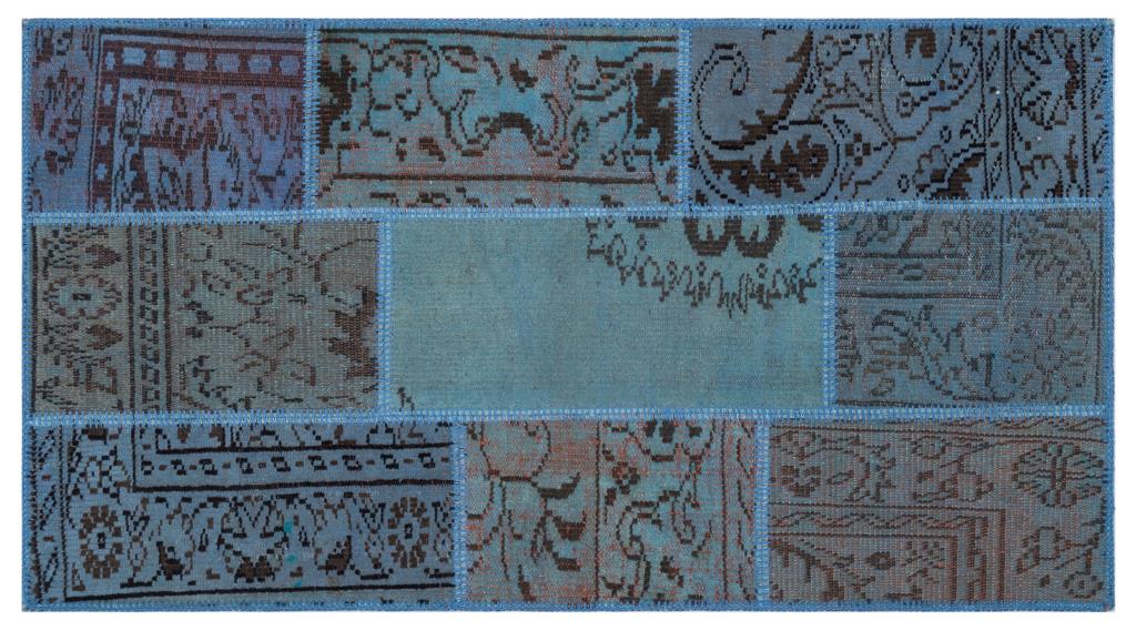 Apex Patchwork Carpet Blue 26064 80 x 150 cm