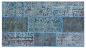 Apex Patchwork Carpet Blue 26221 80 x 150 cm