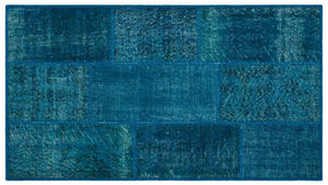 Apex Patchwork Carpet Turquoise 21327 82 x 151 cm