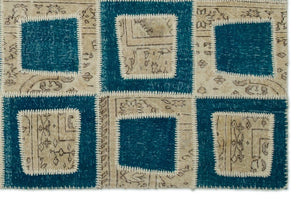 Apex Patchwork Carpet Turquoise 21346 160 x 240 cm