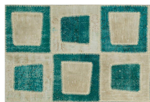 Apex Patchwork Carpet Turquoise 21788 160 x 240 cm