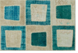 Apex Patchwork Carpet Turquoise 21788 160 x 240 cm