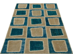 Apex Patchwork Carpet Turquoise 22135 120 x 180 cm