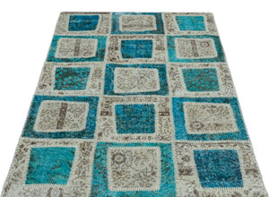 Apex Patchwork Carpet Turquoise 22318 120 x 180 cm