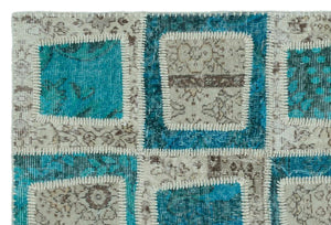 Apex Patchwork Carpet Turquoise 22318 120 x 180 cm