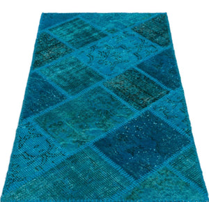 Apex Patchwork Carpet Turquoise 25057 80 x 150 cm