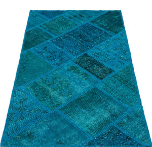 Apex Patchwork Carpet Turquoise 25071 80 x 150 cm