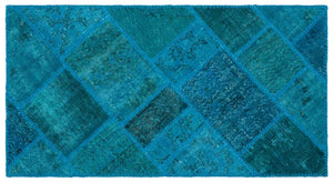 Apex Patchwork Carpet Turquoise 25071 80 x 150 cm