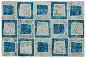 Apex Patchwork Carpet Turquoise 25180 120 x 180 cm