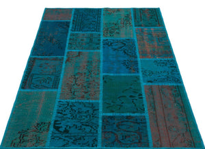 Apex Patchwork Carpet Turquoise 26543 120 x 180 cm